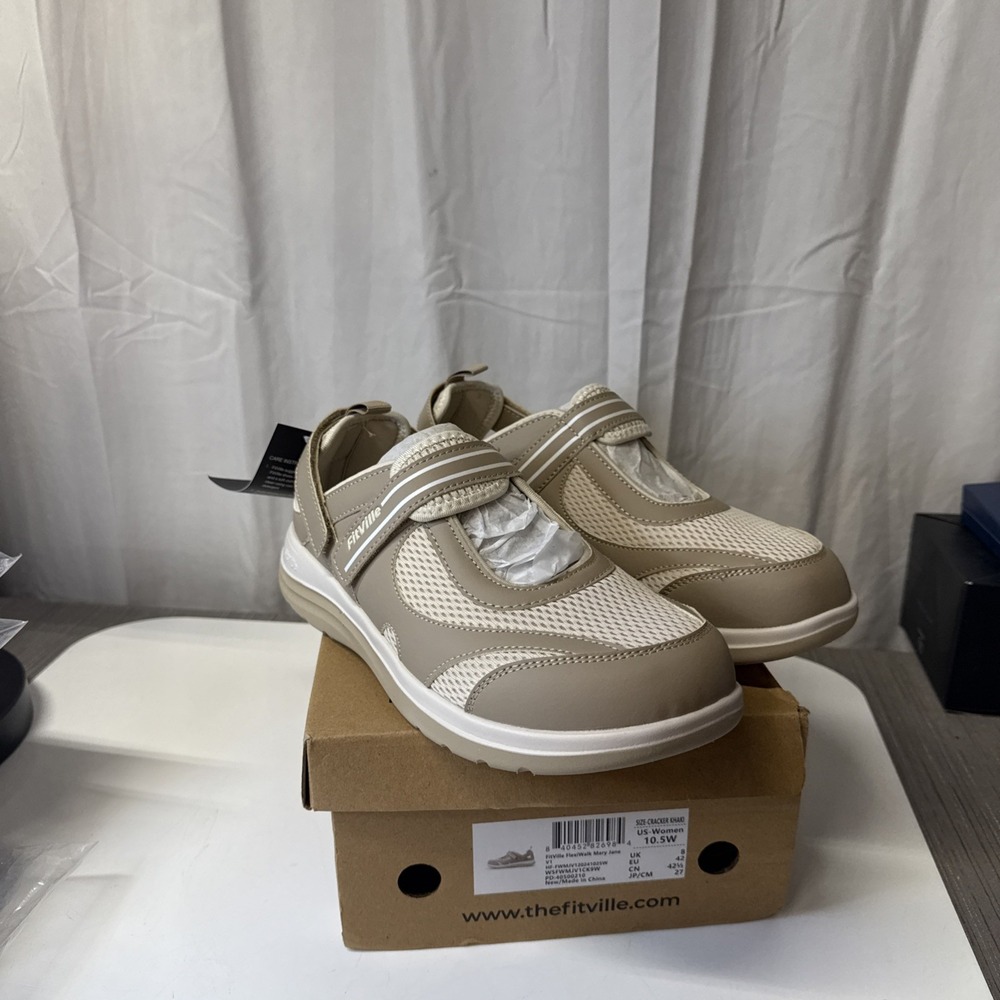 FITVILLE flex LADIES' MARY JANE khaki walking sandals shoe size 10.5w new in box